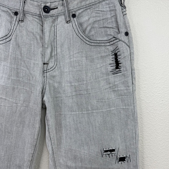 G by Guess Lucas Relaxed Straight Leg Mens Gray Distressed Stitch Jeans Sz. 33 - Picture 3 of 16